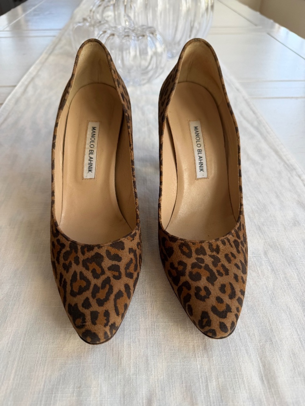 Manolo Blahnik leopard heels, size 40.5